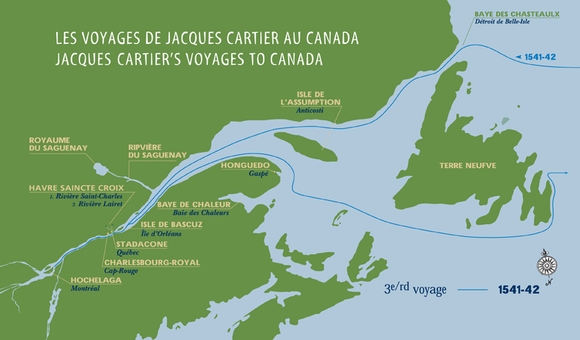 jacques cartier 3 voyage map